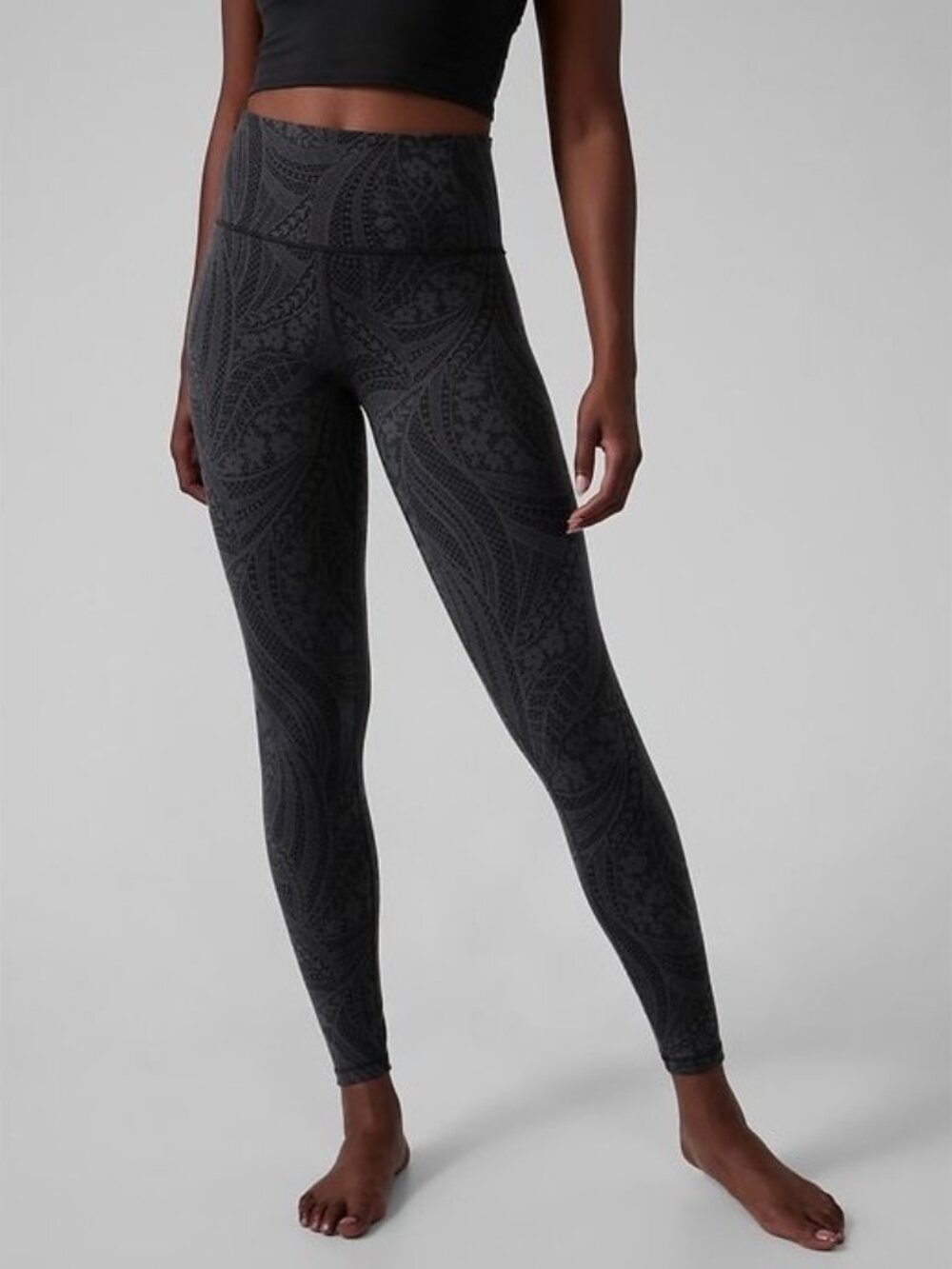 Athleta Elation Textured Tight Legging Charcoal & black textured pattern Size M